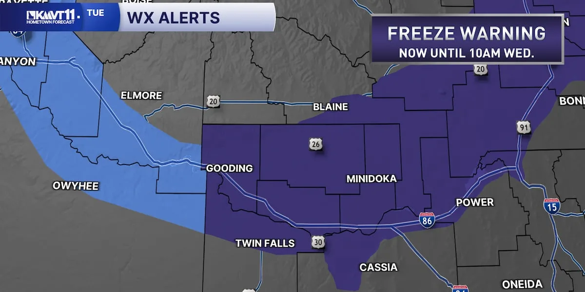 Freeze Watch and Warning Issued as Cold Air Moves Across the Region