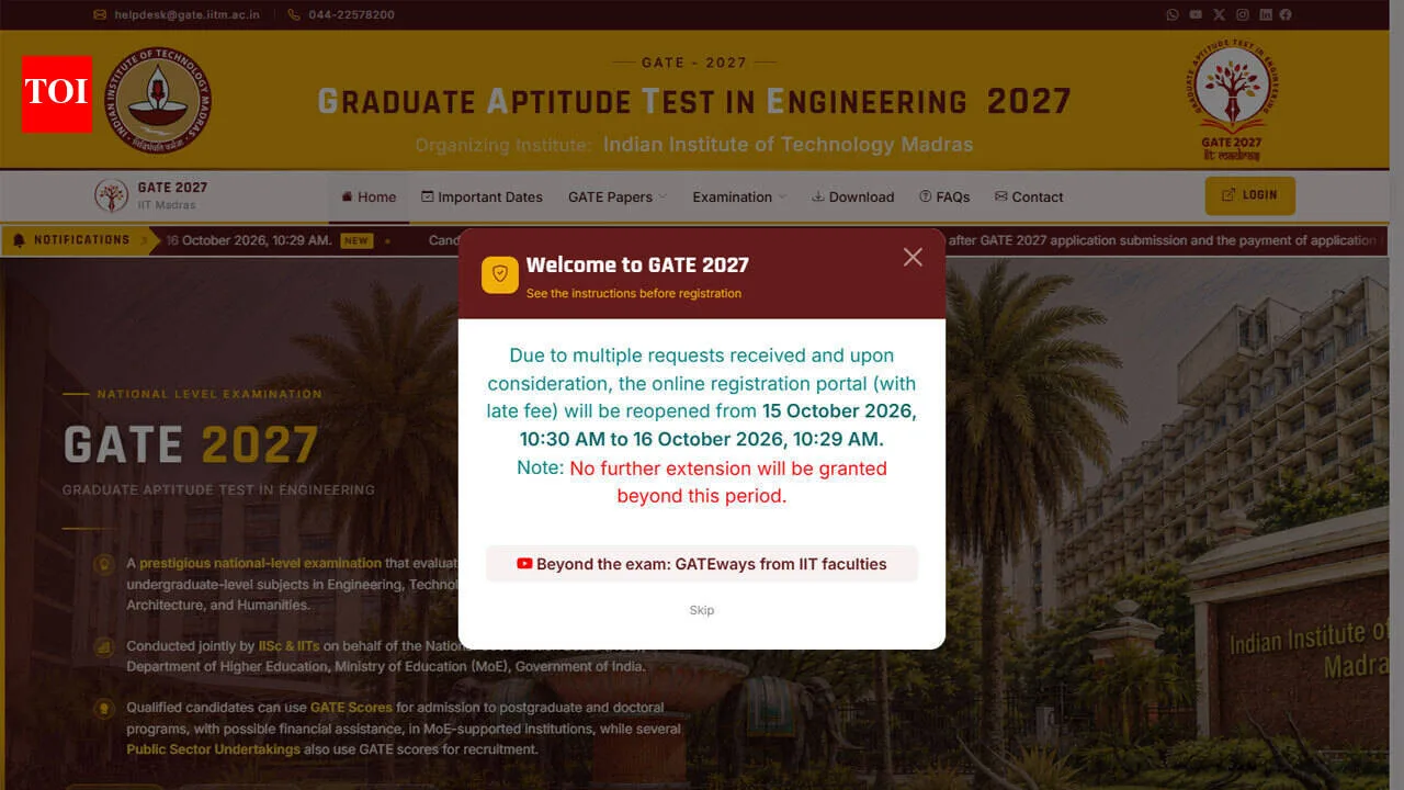 Registration Window for GATE 2027 Reopens With No Further Extensions
